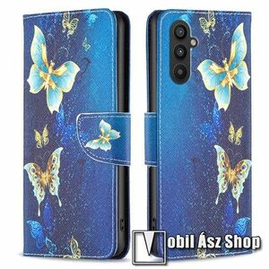 Notesz / mappa tok - PILLANGÓ MINTÁS - oldalra nyíló, rejtett mágneses záródás, bankkártyatartó zsebek, asztali tartó funkció, szilikon belső - SAMSUNG Galaxy A24 4G (SM-A245F/DS) kép