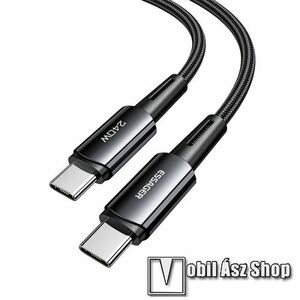 ESSAGER adatátviteli kábel / USB töltő - Type-C / Type-C, 48V/5A, 240W, 1m hosszú, 480Mbps adatátviteli sebesség, PD gyorstöltés támogatás, törésgátló, szövettel bevont - FEKETE - GYÁRI kép