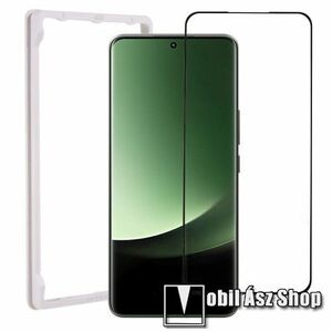 Előlap védő karcálló edzett üveg - FEKETE - 9H, 3D, A teljes felületén tapad, a teljes kijelzőt védi, felhelyezést segítő kerettel - Xiaomi 13 Ultra kép