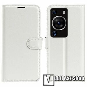 WALLET notesz tok / flip tok - FEHÉR - asztali tartó funkciós, oldalra nyíló, rejtett mágneses záródás, bankkártyatartó zseb, szilikon belső - HUAWEI P60 (LNA-AL00/LX9) / P60 Pro (MNA-AL00/LX9) kép