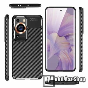 OTT! CARBON PRO szilikon védő tok / hátlap - FEKETE - karbon mintás, ERŐS VÉDELEM! - HUAWEI P60 / P60 Pro kép