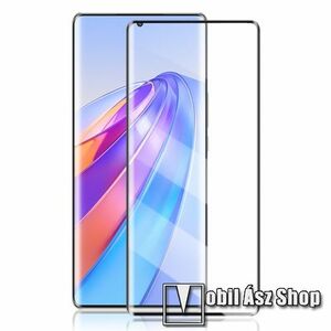 AMORUS előlap védő karcálló edzett üveg - FEKETE - 3D, 9H, 0.3mm, teljes felületén tapad - A TELJES KIJELZŐT VÉDI! - HUAWEI Honor X40 / Honor X9a / Honor Magic5 Lite - GYÁRI kép