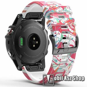 Okosóra szíj - szilikon - FESTÉKFOLT MINTÁS - 125mm+92mm hosszú, 22mm széles QUICKFIT csatlakozó - Garmin Fenix 7 / 5 / 5 Plus / 5 Plus Sapphire / 6 / 6 Pro / 6 Sapphire / Instinct / Forerunner 935 / 745 / 945 / Quatix 3 kép
