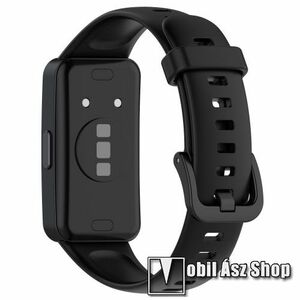 Huawei Band 10, Band 9, 9 NFC, 8, 8 NFC, Okosóra szíj, Szilikon, 130+92mm hosszú, Fekete kép