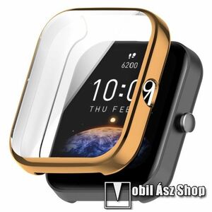 Okosóra szilikon védő tok / keret - GALVANIZÁLT ROSE GOLD - szilikon előlapvédő is! - Xiaomi Amazfit Bip 3 / Amazfit Bip 3 Pro kép