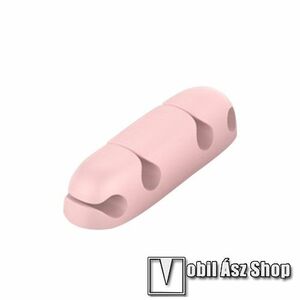 UNIVERZÁLIS kábelszervező, kötegelő, rendező - 1db, 4db kábelnek hely, öntapadós, rugalmas szilikon - RÓZSASZÍN kép