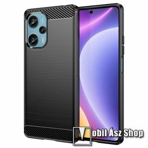 OTT! CARBON szilikon védő tok / hátlap - FEKETE - karbon mintás, ERŐS VÉDELEM! - Xiaomi Redmi Note 12 Turbo / Poco F5 kép