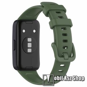 Huawei Band 10, Band 9, 9 NFC, 8, 8 NFC, Okosóra szíj, Szilikon, 92+129mm hosszú, Sötétzöld kép