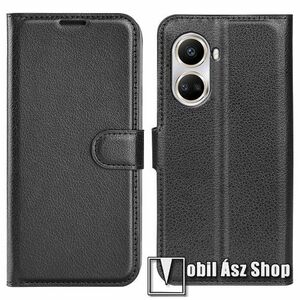 WALLET notesz tok / flip tok - FEKETE - asztali tartó funkciós, oldalra nyíló, rejtett mágneses záródás, bankkártyatartó zseb, szilikon belső - HUAWEI nova 10 SE (BNE-LX1/LX3) kép