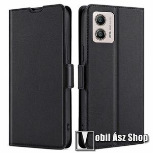 SLIM notesz / mappa tok - FEKETE - oldalra nyíló, asztali tartó funkciós, bankkártyatartó, szilikon belsővel, mágneses záródás - MOTOROLA Moto G53 5G (XT2335-2) / G13 / G23 kép