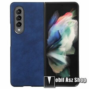 Műanyag védő tok / hátlap - PU bőrrel bevont - KÉK - SAMSUNG Galaxy Z Fold3 5G (SM-F926) kép