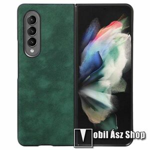 Műanyag védő tok / hátlap - PU bőrrel bevont - ZÖLD - SAMSUNG Galaxy Z Fold3 5G (SM-F926) kép