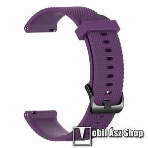 Okosóra szíj - szilikon, Twill mintás - LILA - 107mm + 92mm hosszú, 22mm széles - HUAWEI Watch GT 3 46mm / GT 3 Pro 46mm / Watch 3 46mm / Watch 3 Pro 48mm / SAMSUNG Watch3 45mm / Xiaomi Watch S2 / Amazfit GTR 4 46mm kép
