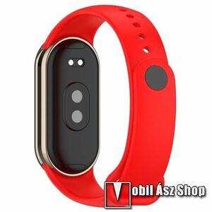 Okosóra szíj - PIROS - szilikon, prémium, fém csatlakozós, 102+119mm hosszú - Xiaomi Smart Band 8, 8 NFC, 9, 9 NFC kép