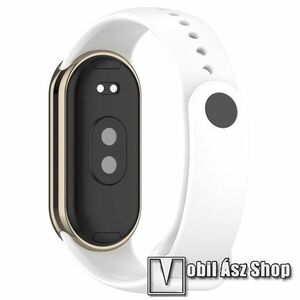 Okosóra szíj - FEHÉR - szilikon, prémium, fém csatlakozós, 102+119mm hosszú - Xiaomi Smart Band 8, 8 NFC, 9, 9 NFC kép