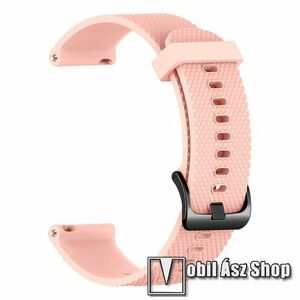 Okosóra szíj - szilikon, rombusz mintás - RÓZSASZÍN - 125mm + 105mm hosszú, 22mm széles - HUAWEI Watch GT 3 46mm / GT 3 Pro 46mm / Watch 3 46mm / Watch 3 Pro 48mm / SAMSUNG Watch3 45mm / Xiaomi Watch S2 / Amazfit GTR 4 46mm kép