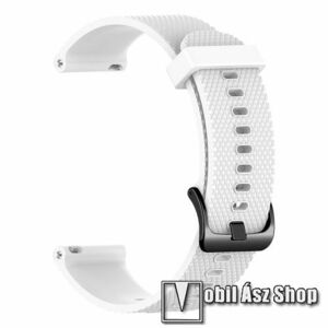 Okosóra szíj - szilikon, rombusz mintás - FEHÉR - 125mm + 105mm hosszú, 22mm széles - HUAWEI Watch GT 3 46mm / GT 3 Pro 46mm / Watch 3 46mm / Watch 3 Pro 48mm / SAMSUNG Watch3 45mm / Xiaomi Watch S2 / Amazfit GTR 4 46mm kép