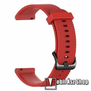 Okosóra szíj - szilikon, rombusz mintás - PIROS - 125mm + 105mm hosszú, 22mm széles - HUAWEI Watch GT 3 46mm / GT 3 Pro 46mm / Watch 3 46mm / Watch 3 Pro 48mm / SAMSUNG Watch3 45mm / Xiaomi Watch S2 / Amazfit GTR 4 46mm kép