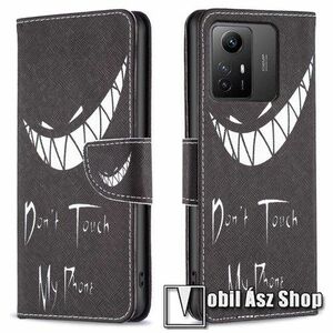 Notesz / mappa tok - Do Not Touch My Phone MINTÁS - oldalra nyíló, rejtett mágneses záródás, bankkártyatartó zsebek, asztali tartó funkció, szilikon belső - Xiaomi Redmi Note 12S 4G kép