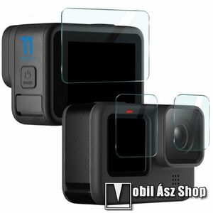 IMAK kameralencse / képernyővédő karcálló edzett üveg - 1 szett / 3db, 0, 3 mm vékony, 9H, kijelzők és lencsevédő is! - GoPro Hero 11 Black - GYÁRI kép