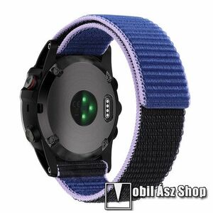 Okosóra szíj - szövet, tépőzáras, 230mm hosszú, 26mm széles QUICKFIT csatlakozó - FEKETE / KÉK - Garmin Fenix 3 / 3 HR / 5X / 5X Plus / 5X Plus Sapphire / 6X / 6X Sapphire / 6X Pro / 6X Pro Solar / 6X Pro Sapphire / ​​7X / VERTIX 2 / Quatix 3 / D2 kép