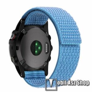 Okosóra szíj - szövet, tépőzáras, 230mm hosszú, 26mm széles QUICKFIT csatlakozó - VILÁGOSKÉK - Garmin Fenix 3 / 3 HR / 5X / 5X Plus / 5X Plus Sapphire / 6X / 6X Sapphire / 6X Pro / 6X Pro Solar / 6X Pro Sapphire / ​​7X / VERTIX 2 / Quatix 3 / D2 kép