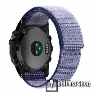 Okosóra szíj - szövet, tépőzáras, 230mm hosszú, 26mm széles QUICKFIT csatlakozó - LILA - Garmin Fenix 3 / 3 HR / 5X / 5X Plus / 5X Plus Sapphire / 6X / 6X Sapphire / 6X Pro / 6X Pro Solar / 6X Pro Sapphire / ​​7X / VERTIX 2 / Quatix 3 / D2 kép