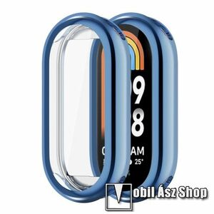 Okosóra szilikon védő tok / keret - GALVANIZÁLT KÉK - Szilikon előlapvédő is! - Xiaomi Smart Band 8 kép