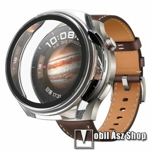 Okosóra műanyag védő tok / keret - ÁTLÁTSZÓ - 9H edzett üveg előlap védő is! - HUAWEI Watch 4 Pro kép