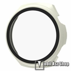 Okosóra műanyag védő tok / keret - FEHÉR - 9H edzett üveg előlap védő is! - HUAWEI Watch 4 Pro kép