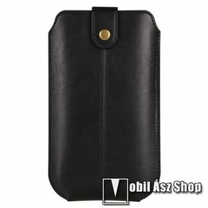 UNIVERZÁLIS álló tok - FEKETE - PU bőr, övre fűzhető, patentos záródás, bankkártyatartó zseb, külső méret: 175 x 100 x 15mm kép
