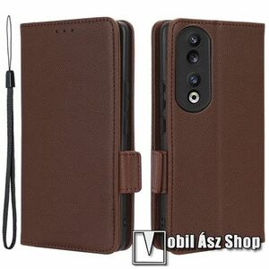WALLET notesz tok / flip tok - BARNA - asztali tartó funkciós, oldalra nyíló, rejtett mágneses záródás, bankkártyatartó zseb, szilikon belső - HUAWEI Honor 90 kép