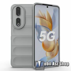 OTT! RUGGED SHOCK szilikon védő tok / hátlap - mikroszálas szövettel bevont belsővel, erősített sarkok, kameravédelemmel, ERŐS VÉDELEM - VILÁGOSSZÜRKE - HUAWEI Honor 90 kép