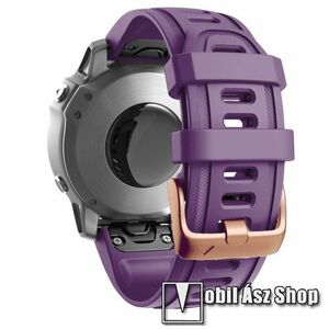Okosóra szíj - szilikon - LILA / ROSE GOLD CSAT - 116mm + 87mm hosszú, 20mm széles QUICKFIT csatlakozó - Garmin Fenix 7S / 6S / 6S Pro / 5S / 5S Plus / 5S Plus Sapphire kép