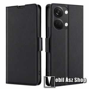 SLIM WALLET notesz / mappa tok - FEKETE - oldalra nyíló, asztali tartó funkciós, bankkártyatartó, szilikon belsővel, mágneses záródás - OnePlus Ace 2V / Nord 3 kép