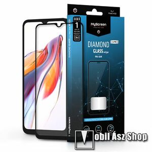 MYSCREEN DIAMOND GLASS LITE EDGE előlap védő karcálló edzett üveg - FEKETE - 9H, 0.33 mm, A teljes felületén tapad, a teljes kijelzőt védi - Xiaomi Redmi 12C / Redmi 11A / Poco C55 - GYÁRI kép