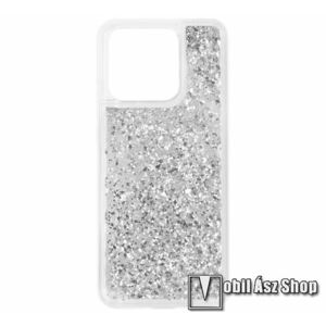 Szilikon védő tok / hátlap - EZÜST - csillogó, liquid folyadék - Xiaomi Redmi 10C kép