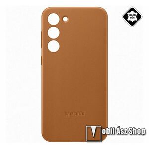 SAMSUNG műanyag védő tok / valódi bőr hátlap - BARNA - mikroszálas szövettel bevont belső - SAMSUNG Galaxy S23 Plus (SM-S916) - EF-VS916LAEGWW - GYÁRI kép