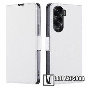 SLIM WALLET notesz / mappa tok - FEHÉR - oldalra nyíló, asztali tartó funkciós, bankkártyatartó, szilikon belsővel, mágneses záródás - HUAWEI Honor X50i / Honor 90 Lite kép