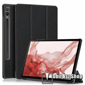 Notesz / mappa tok - FEKETE - oldalra nyíló flip cover, TRIFOLD asztali tartó funkciós, erősített sarkok, műanyag belső - SAMSUNG Galaxy Tab S9 Plus / Tab S9 FE Plus kép