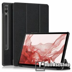 Notesz / mappa tok - FEKETE - oldalra nyíló flip cover, TRIFOLD asztali tartó funkciós, erősített sarkok, mágneses záródás, műanyag belső - SAMSUNG Galaxy Tab S9 FE (SM-X510/X516B) kép