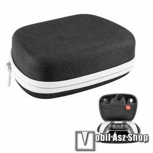 JYS SONY Playstation 5 (PS5) kontrollerhez tároló / hordozható védőtok - belső hálós zseb, cipzár, EVA, vízálló, csuklópánt, ERŐS VÉDELEM - FEKETE kép