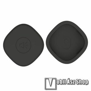 Szilikon védő tok Samsung SmartTag-hez - pórázra, nyakörvre, hámra rögzíthető, kisállatok számára, 44 x 44 x 20mm - FEKETE kép