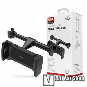 XO UNIVERZÁLIS tablet PC / telefon gépkocsi / autós tartó - 360°-ban elforgatható, 105-150mm-ig állítható fejtámla közé szerelhető tartóval, 115-255mm-ig nyíló bölcső - FEKETE - XO-C93 - GYÁRI kép