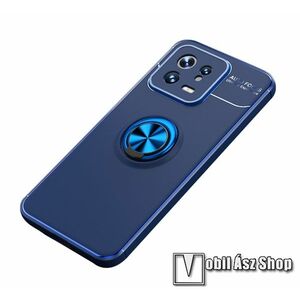 OTT! METAL RING szilikon védő tok / hátlap - SÖTÉTKÉK - fém ujjgyűrű, tapadófelület mágneses autós tartóhoz, kitámasztható, ERŐS VÉDELEM! - Xiaomi 13 kép