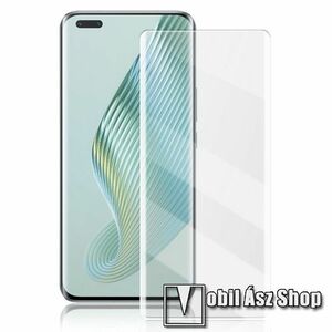 Full Glue UV Liquid előlap védő karcálló edzett üveg - 0.3mm, 9H, UV lámpával, ujjlenyomatolvasó támogatás - ÁTLÁTSZÓ - A TELJES KIJELZŐT VÉDI! - HUAWEI Honor Magic5 Pro / Magic5 Ultimate kép