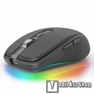 FMOUSE M303 VEZETÉK NÉLKÜLI EGÉR / 2.4Ghz Wireless + Bluetooth csatlakozás - 800/1200/1600/2400 dpi, 7 gombos, 2.4GHz, Bluetooth 5.1, beépített 700mAh akkumulátor, Type-C töltőaljzat, RGB világítás, csendes - FEKETE kép