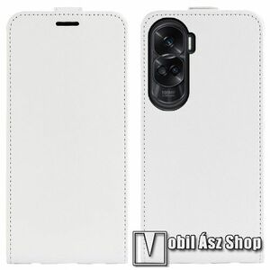 SLIM FLIP tok - FEHÉR - lefelé nyíló, rejtett mágneses záródás, szilikon belső, bankkártya tartó, előlapi hangszóró nyílás - HUAWEI Honor X50i / Honor 90 Lite kép