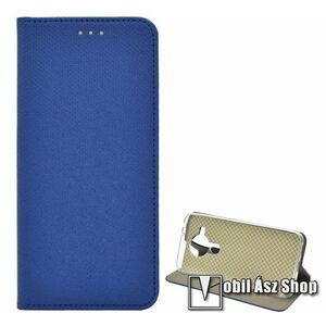 Notesz tok / flip tok - KÉK - rombusz mintás, rejtett mágneses záródás, asztali tartó funkciós, oldalra nyíló, bankkártya tartó zseb, szilikon belső - NOKIA 5.4 kép