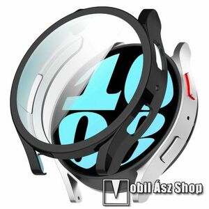 Okosóra szilikon védő tok / keret - GALVANIZÁLT FEKETE - Szilikon előlapvédő is! - SAMSUNG Galaxy Watch6 44mm (SM-R940/945) kép